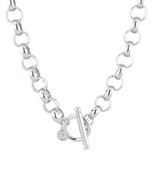 Image of Necklaces. Product name - Belcher T-Bar Silver Chain Necklace in colour by brand - LAVANA