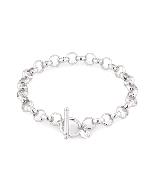 Image of Bracelets. Product name - Belcher T-bar Silver Chain Bracelet in colour by brand - LAVANA
