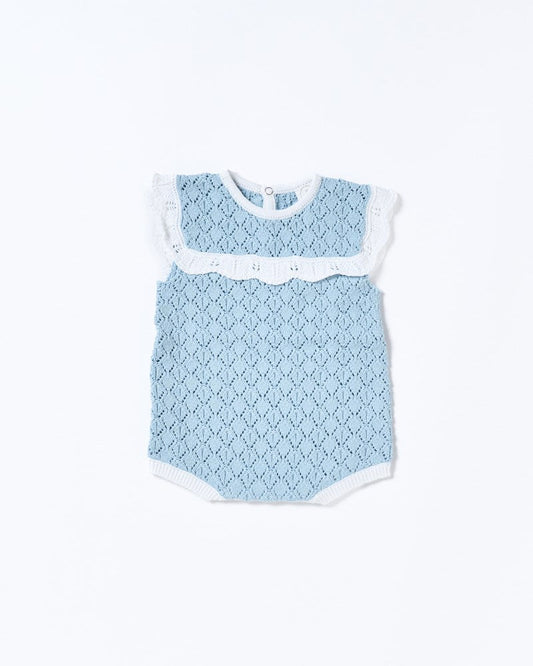 Image of Bodysuits. Productname: Walnut Melbourne Bella Knit Romper in Blue And White colour by brand - Walnut Melbourne