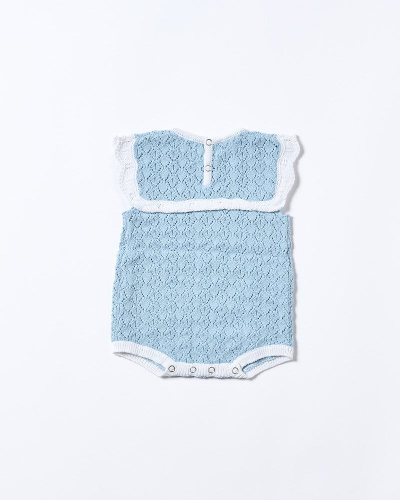 Walnut Melbourne Bella Knit Romper (Blue And White)