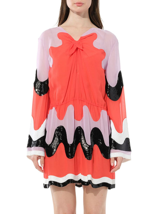 Image of a model wearing Dress. Productname: PUCCI Belted Dress in Multicolor colour by brand - PUCCI