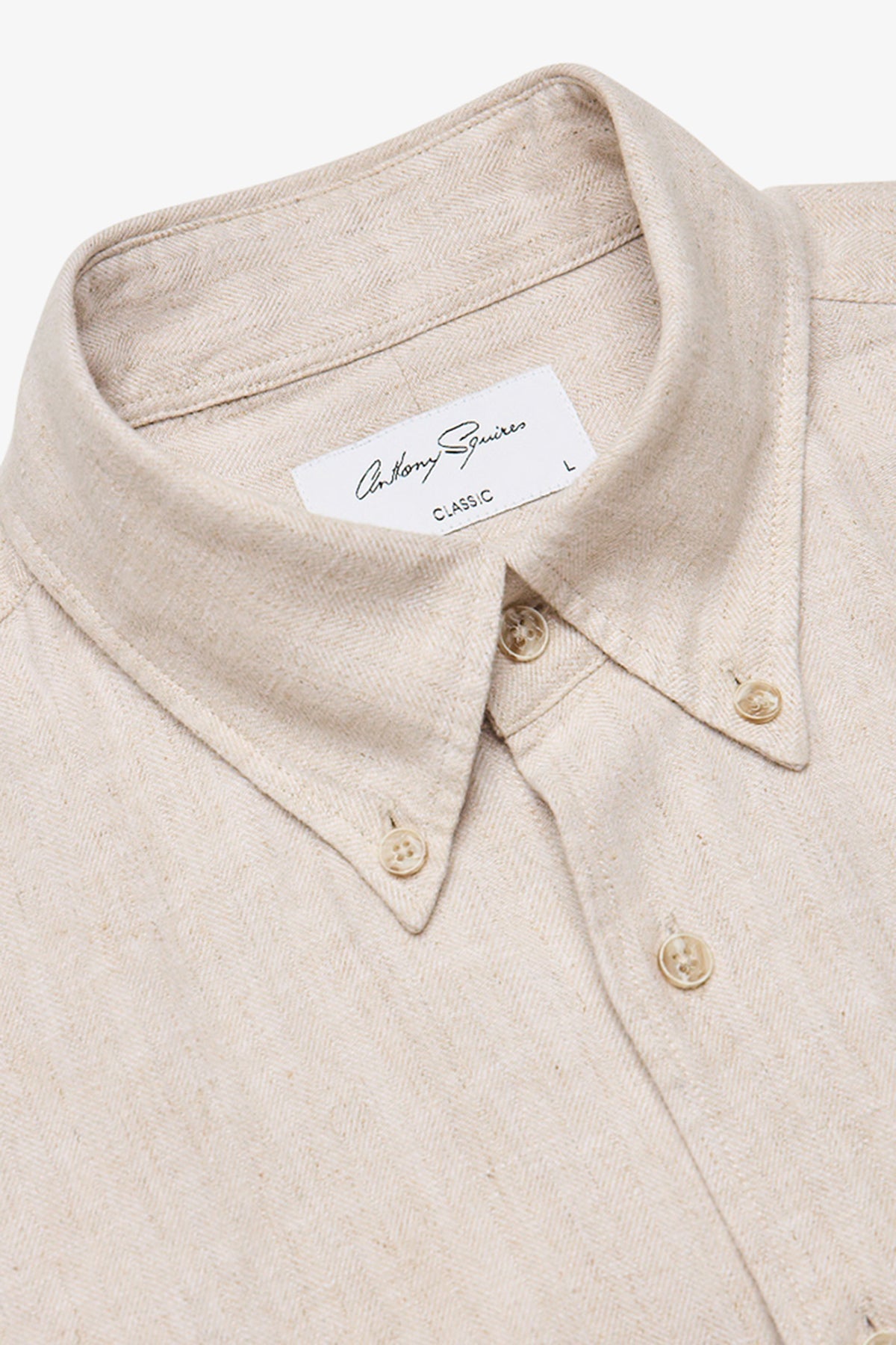 Anthony Squires Ben herringbone button down (Beige)