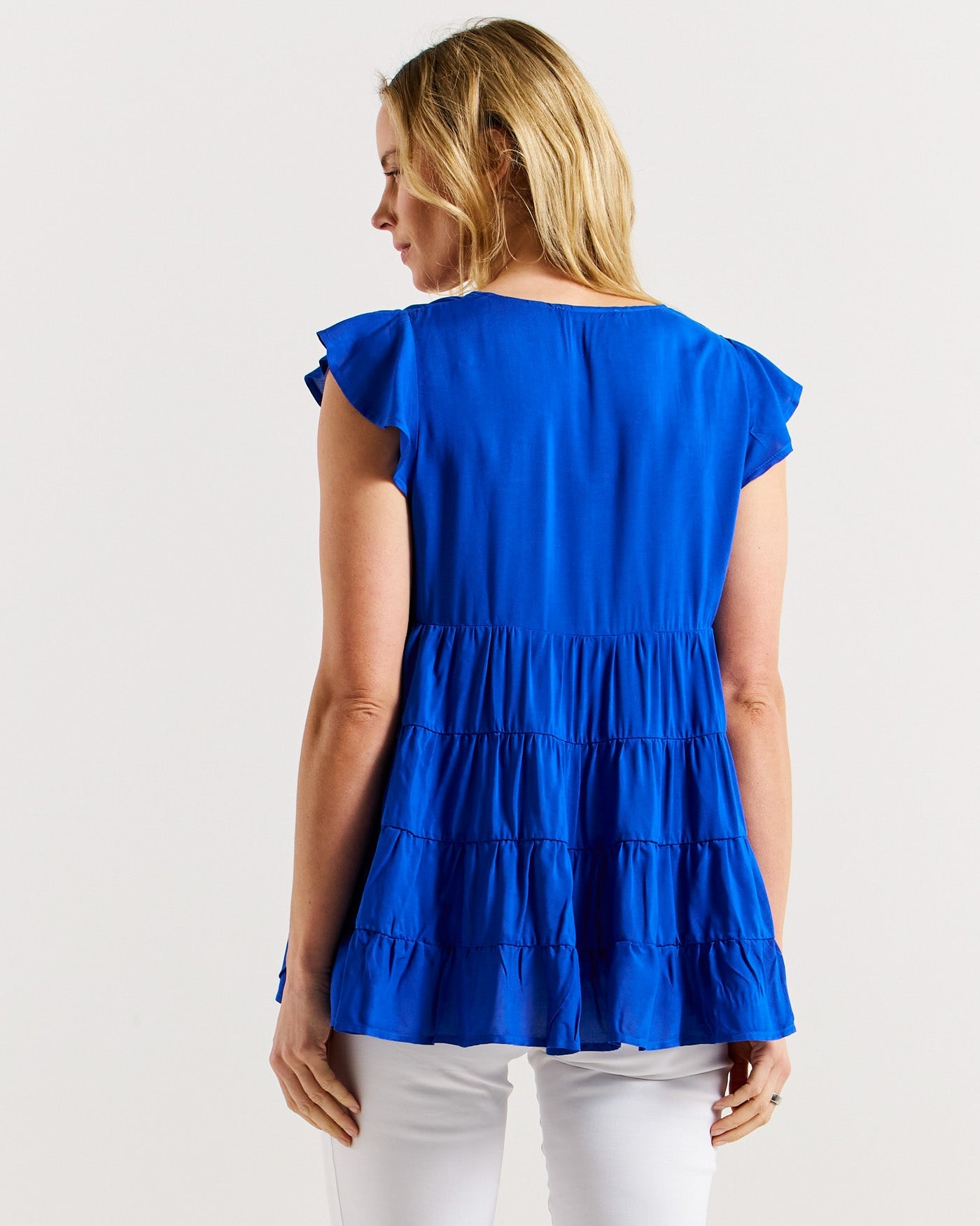 Betty Basics Danica Frill Top (Cobalt Blue)
