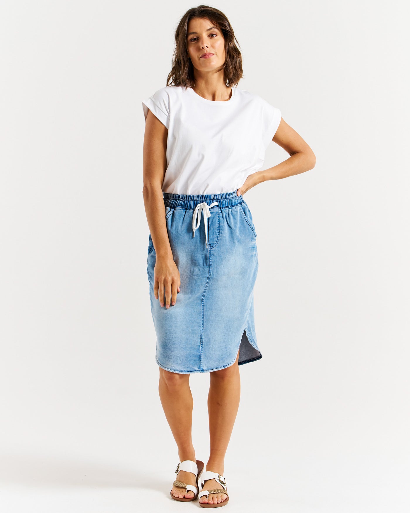Betty Basics Alina Denim Skirt (Denim Blue)