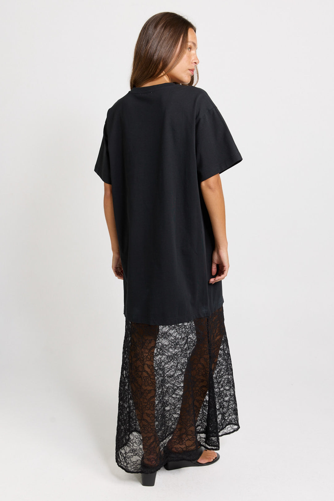 Sass Clothing Sim Lace Hem Tee Dress (Black)