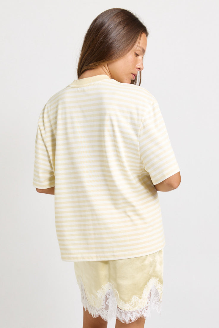 Sass Clothing Jazel Slouch Stripe Tee Lemon/White (Lemon/ White)