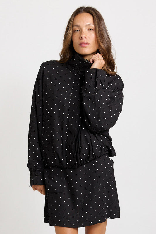 Sass Clothing Brookie Spot Bomber Jacket Black/White (Black/ White)