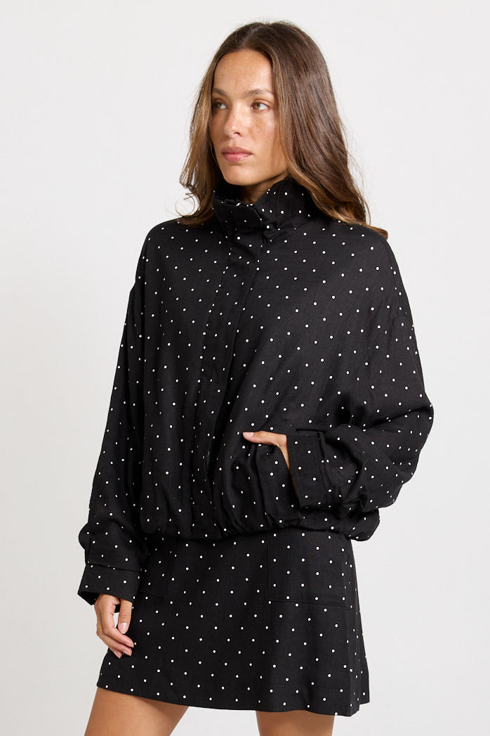 Sass Clothing Brookie Spot Bomber Jacket Black/White (Black/ White)
