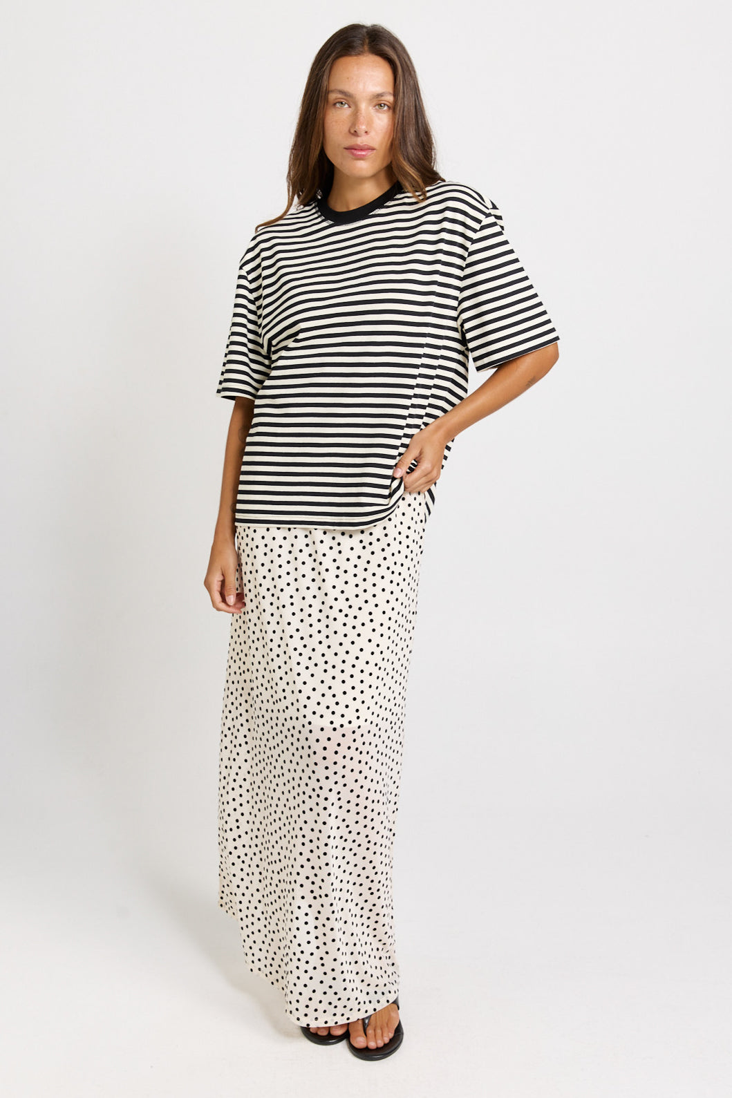 Sass Clothing Jazel Slouch Stripe Tee Black/White (Black/ White)
