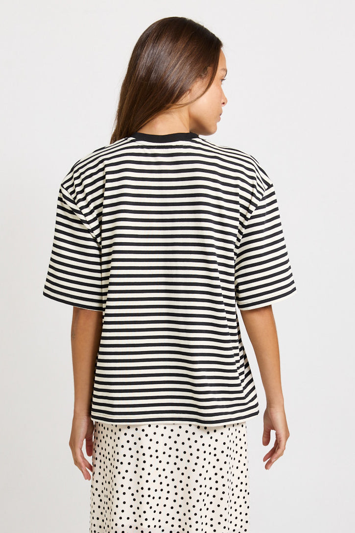 Sass Clothing Jazel Slouch Stripe Tee Black/White (Black/ White)