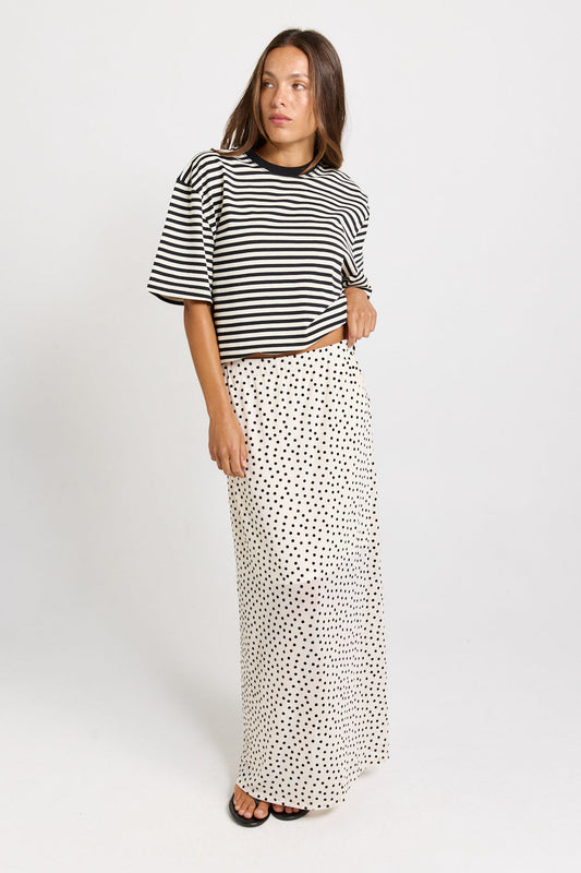Sass Clothing Rachel Spot Mesh Maxi Skirt White/Black (White/ Black)