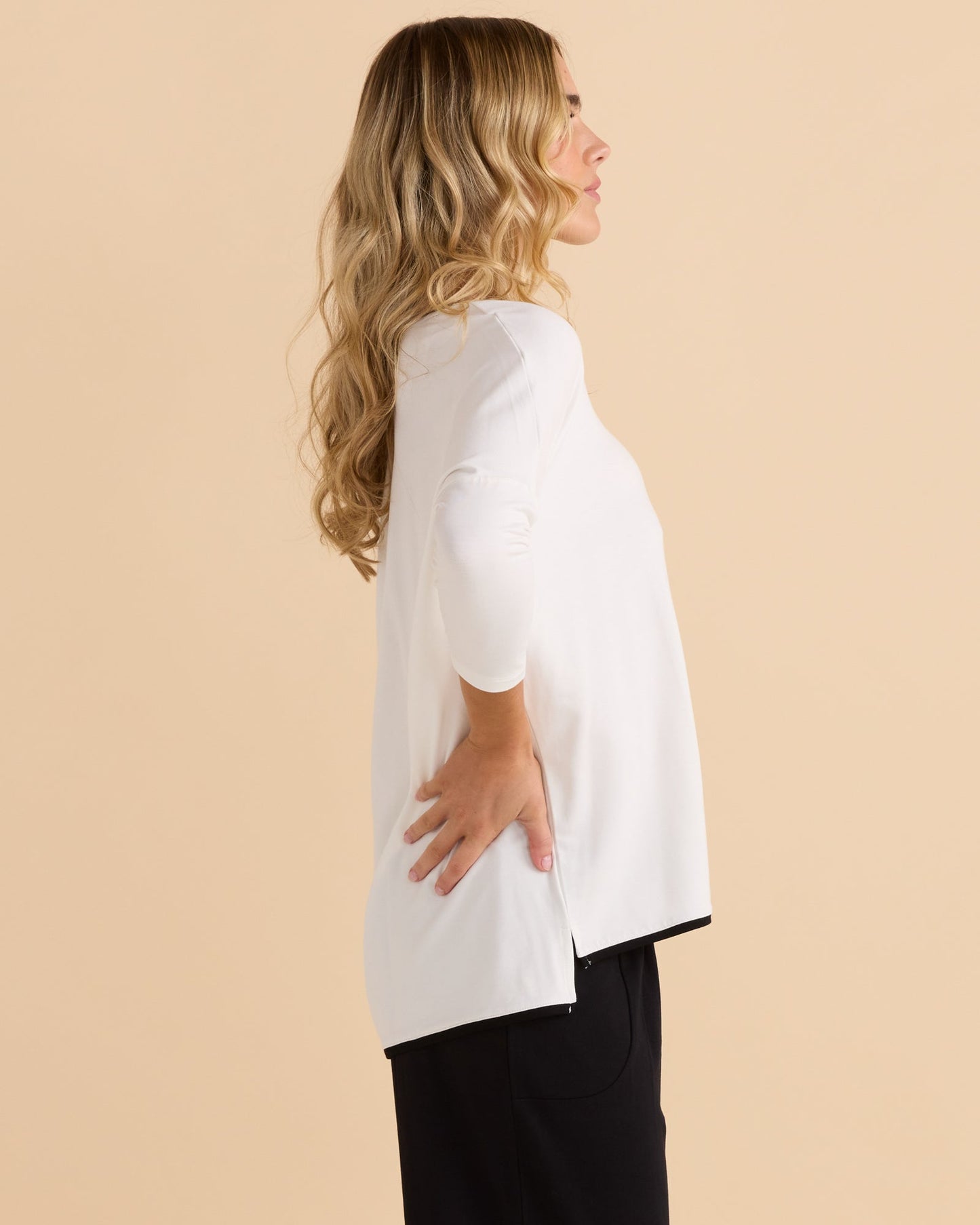 Betty Basics Adina 3/4 Sleeve Top (White)