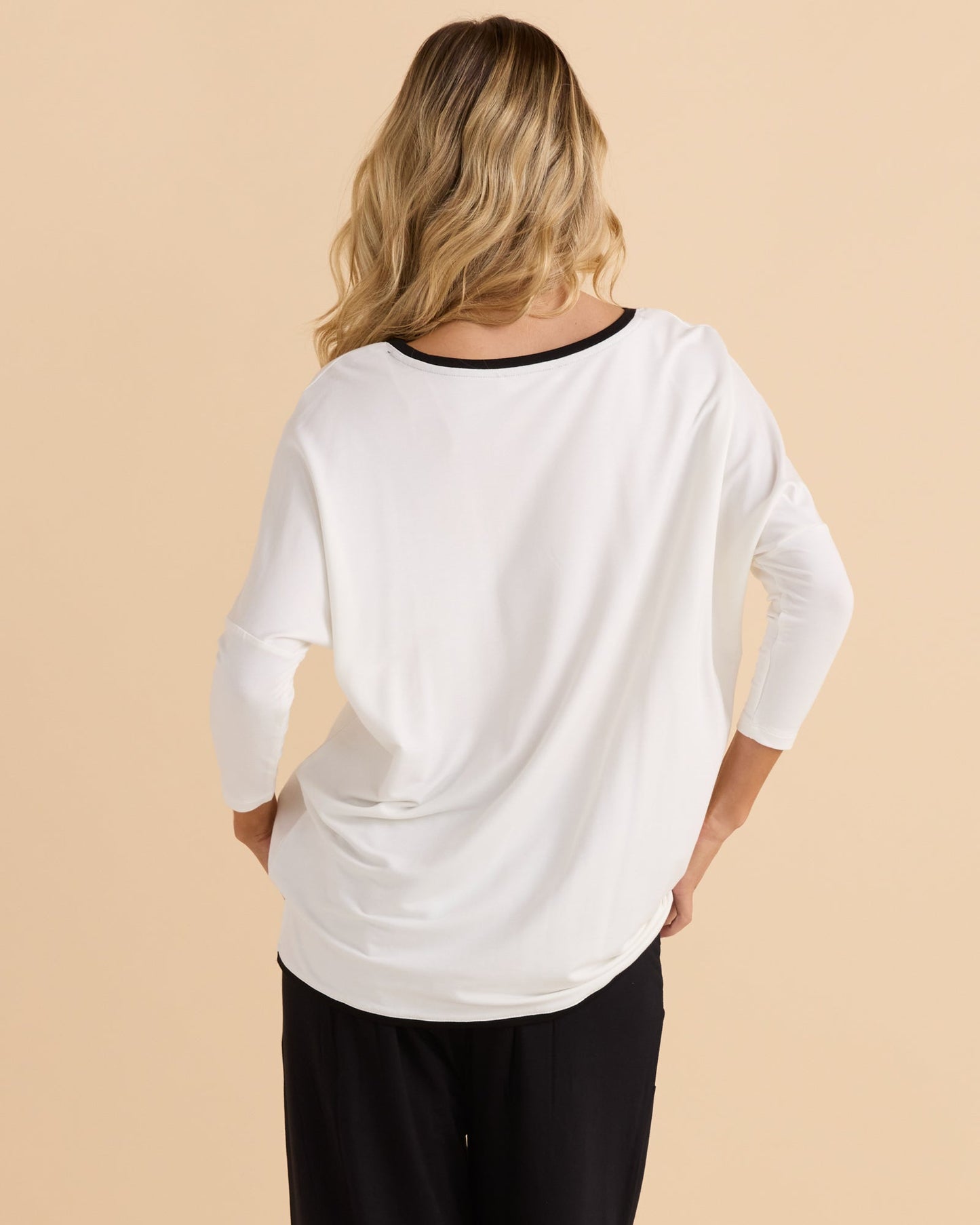 Betty Basics Adina 3/4 Sleeve Top (White)