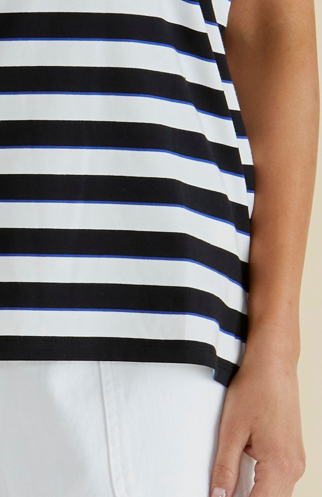 Betty Basics Caia Crew Tee (Blue/Black Stripe)