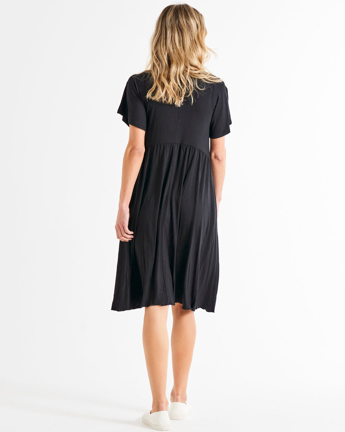 Betty Basics Donna Frill Sleeve T-Shirt Dress (Black)