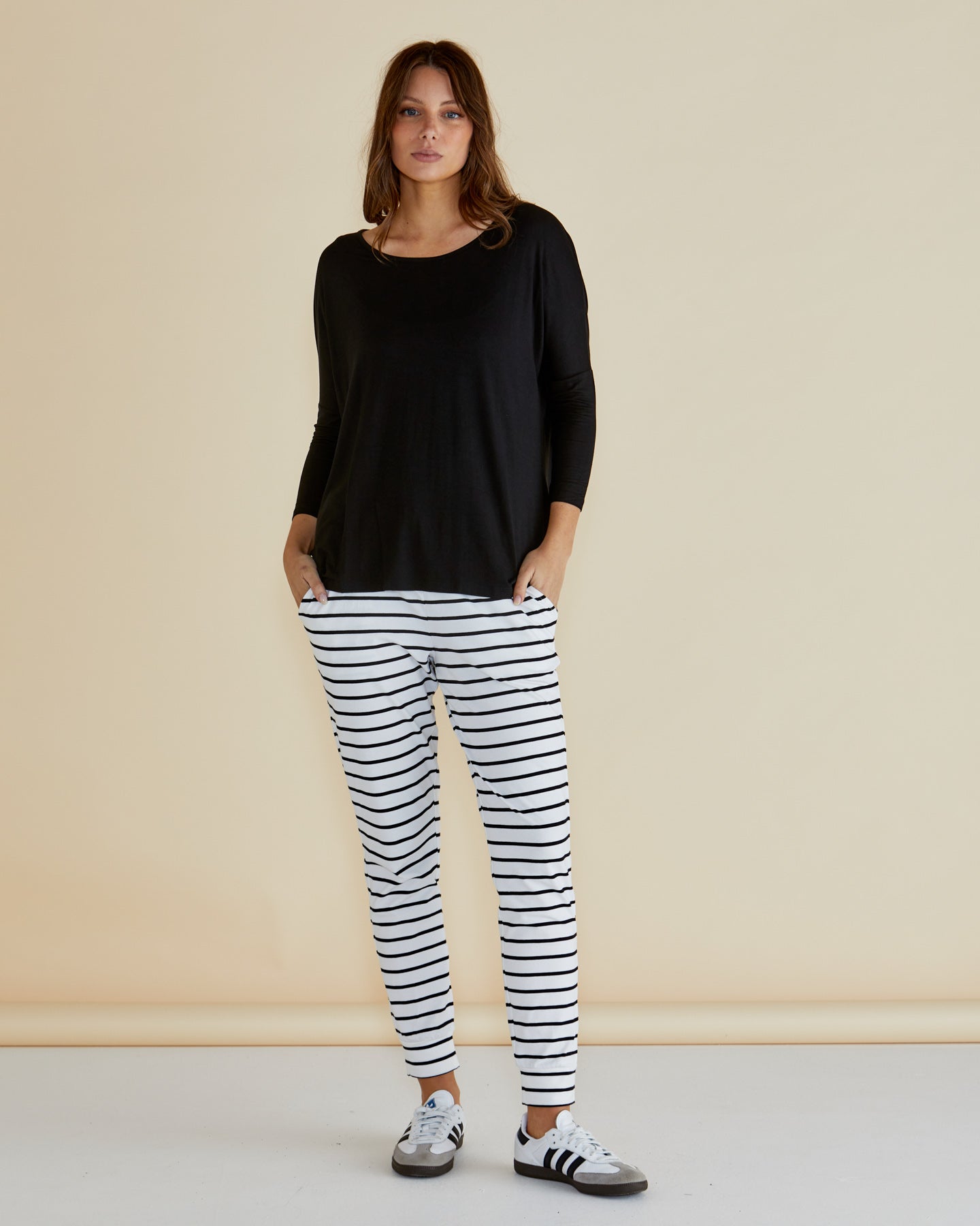 Betty Basics Milan 3/4 Sleeve Top (Black)