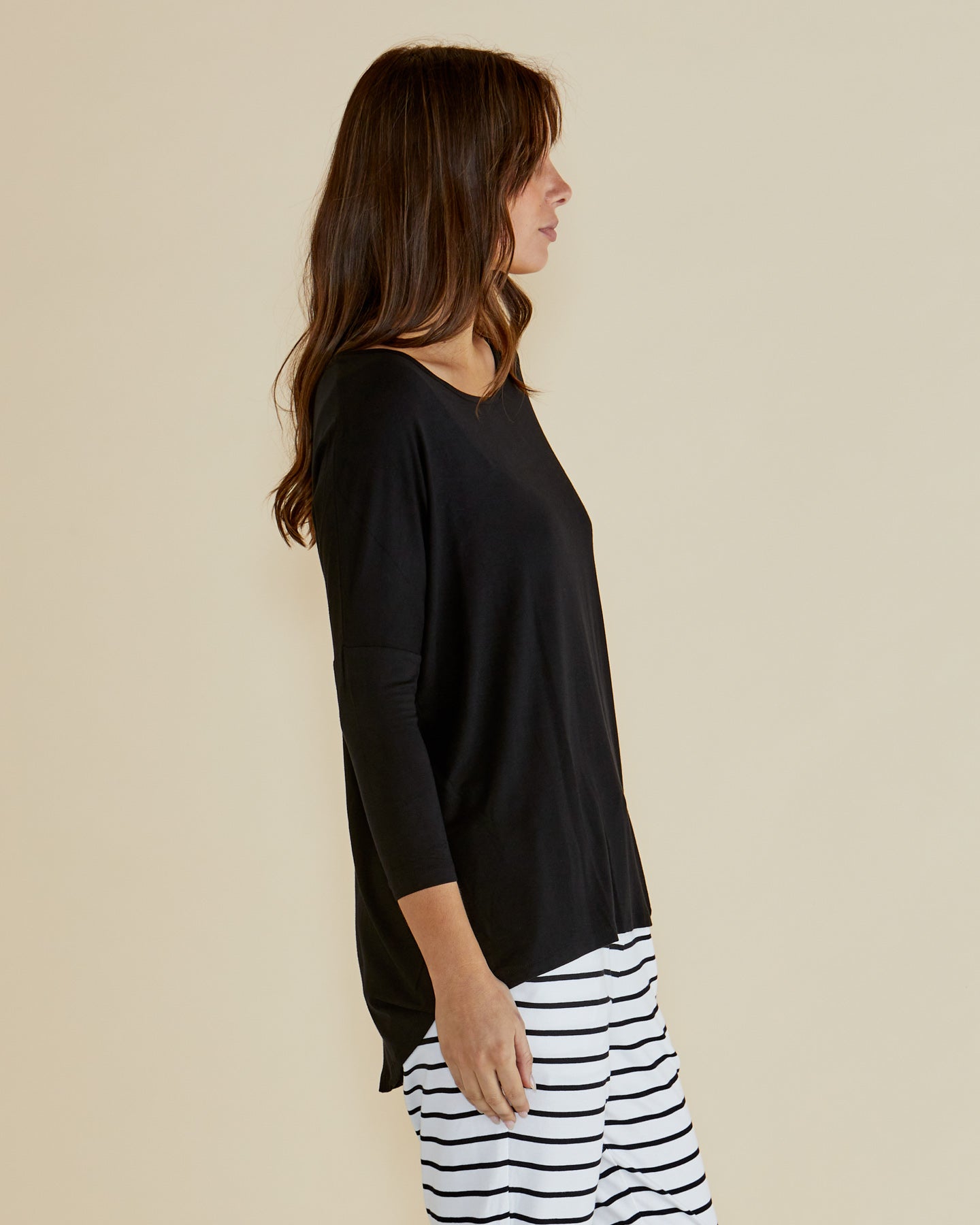Betty Basics Milan 3/4 Sleeve Top (Black)