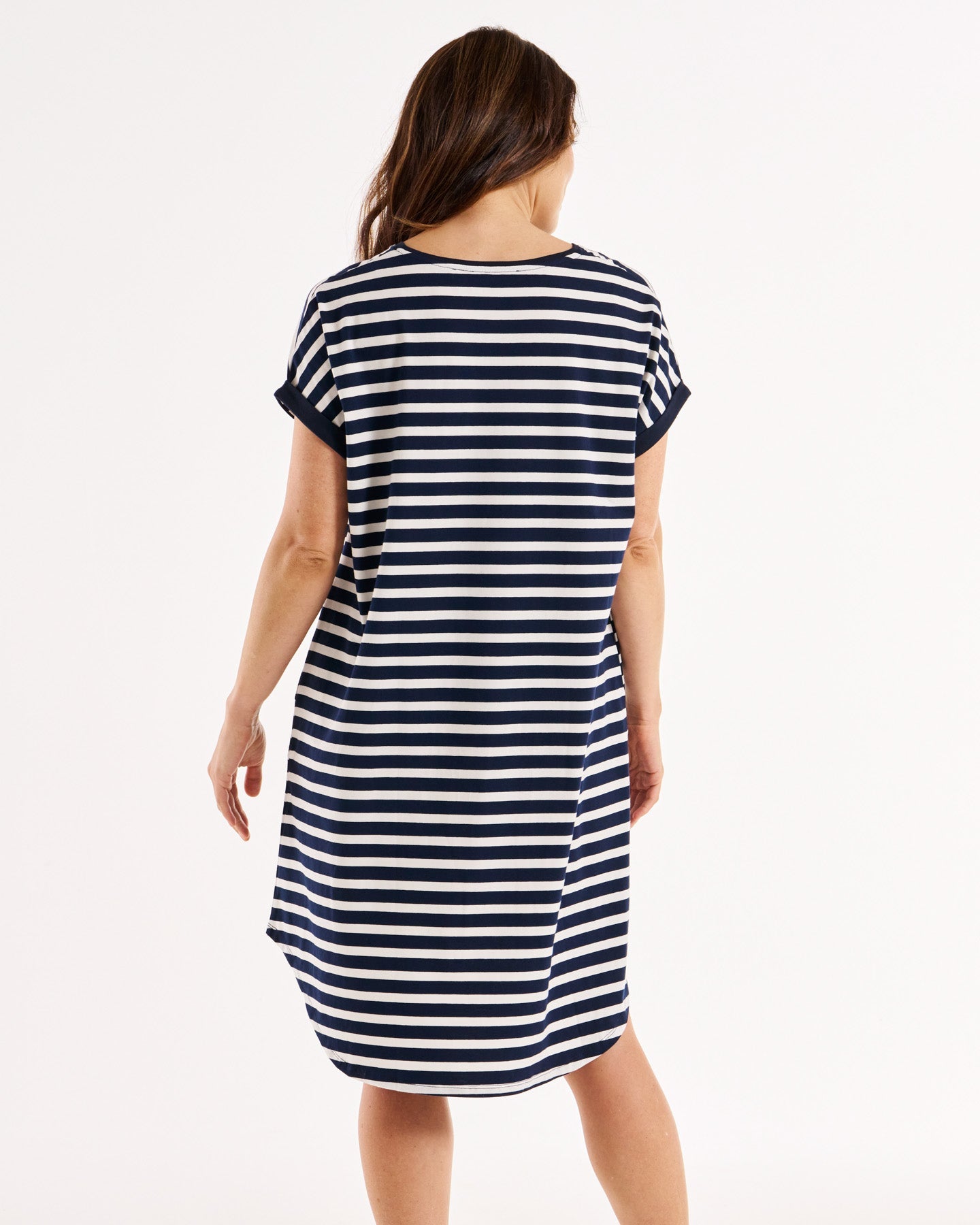 Betty Basics Maxine T-Shirt Dress (Navy Stripe)