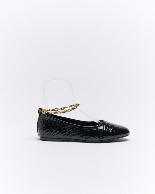 Image of Shoes. Productname: Bex Ballet in Black Croc colour by brand - Walnut Melbourne