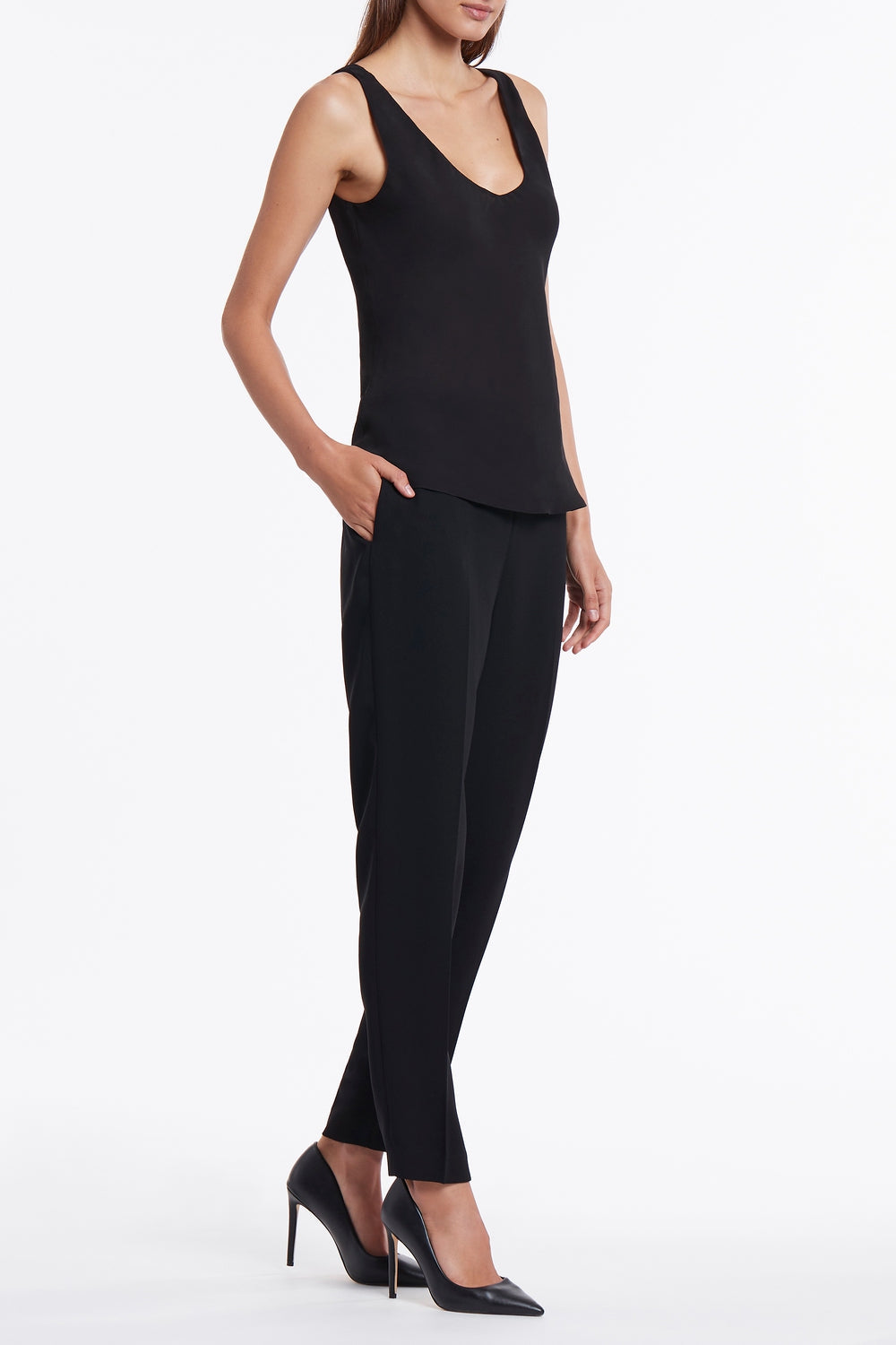 Carla Zampatti Georgette Scoop Cami (Black)