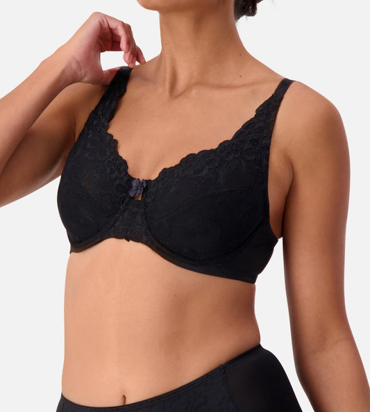 Image of Bras. Productname: Triumph Formfit Embroidered Wired Bra in Black colour by brand - Triumph