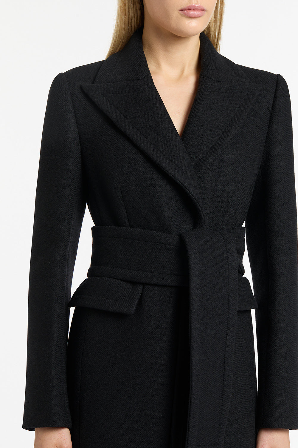 Carla Zampatti Italian Wool Belted Coat (Black)