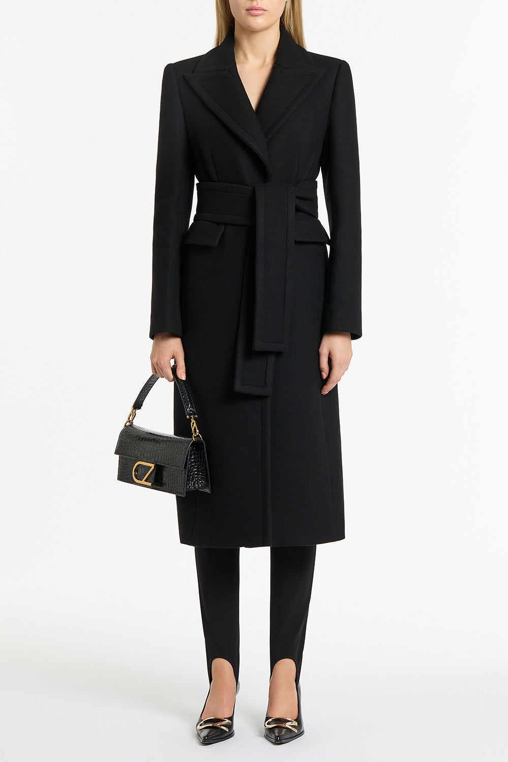 Carla Zampatti Italian Wool Belted Coat (Black)