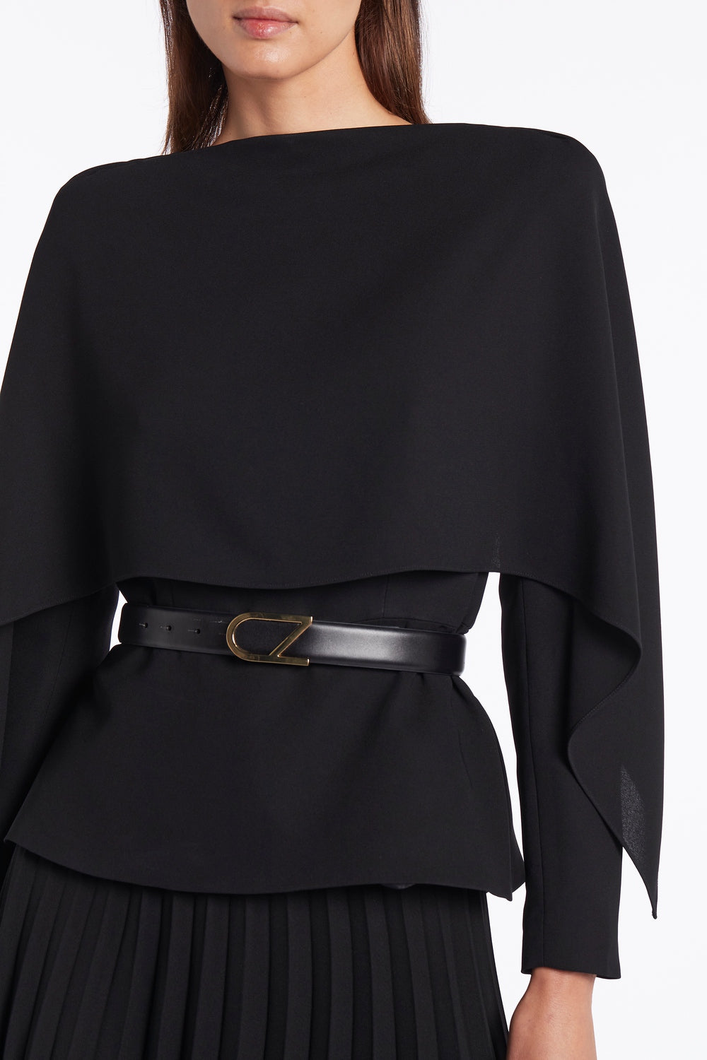Carla Zampatti Leather Cz Logo Belt (Black)