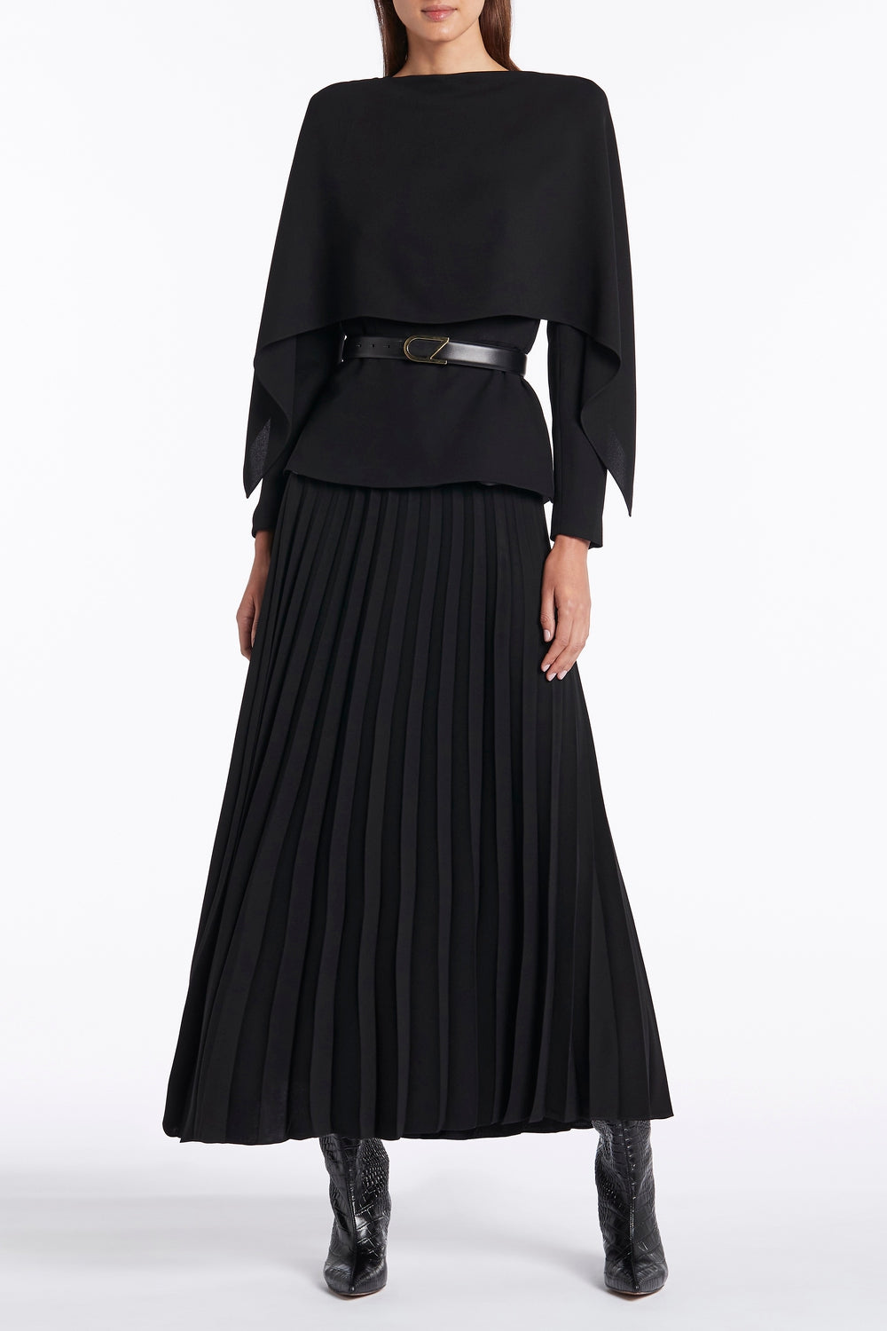 Carla Zampatti Leather Cz Logo Belt (Black)
