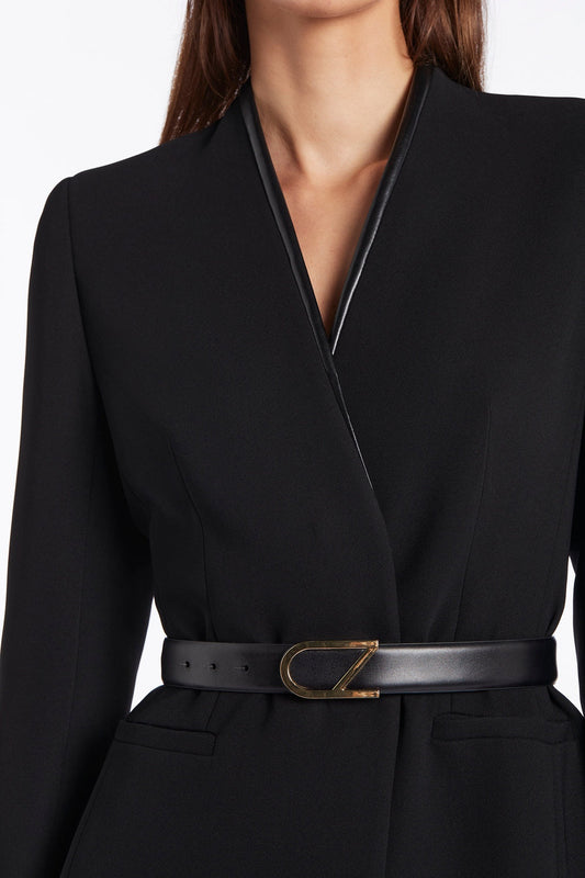 Image of Belts. Product name - Black Leather Cz Logo Belt in Black colour by brand - Carla Zampatti