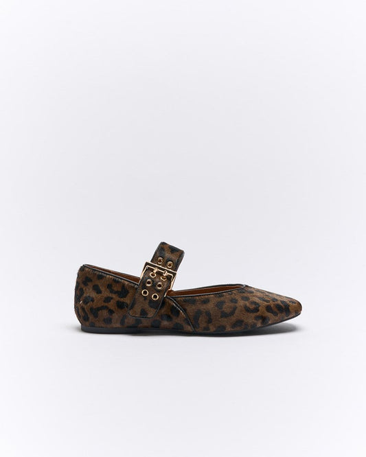 Image of Shoes. Productname: Blaise Leather Ballet in Choc Leopard colour by brand - Walnut Melbourne