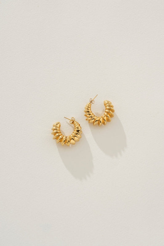 Image of Earrings. Product name - Mari Hoop Earrings Gold in Gold colour by brand - Reliquia Jewellery