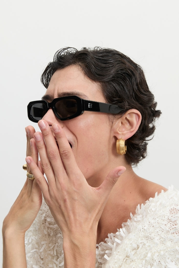 Image of Sunglasses. Product name - Roux Sunglasses Black in Black colour by brand - Blanca Studio