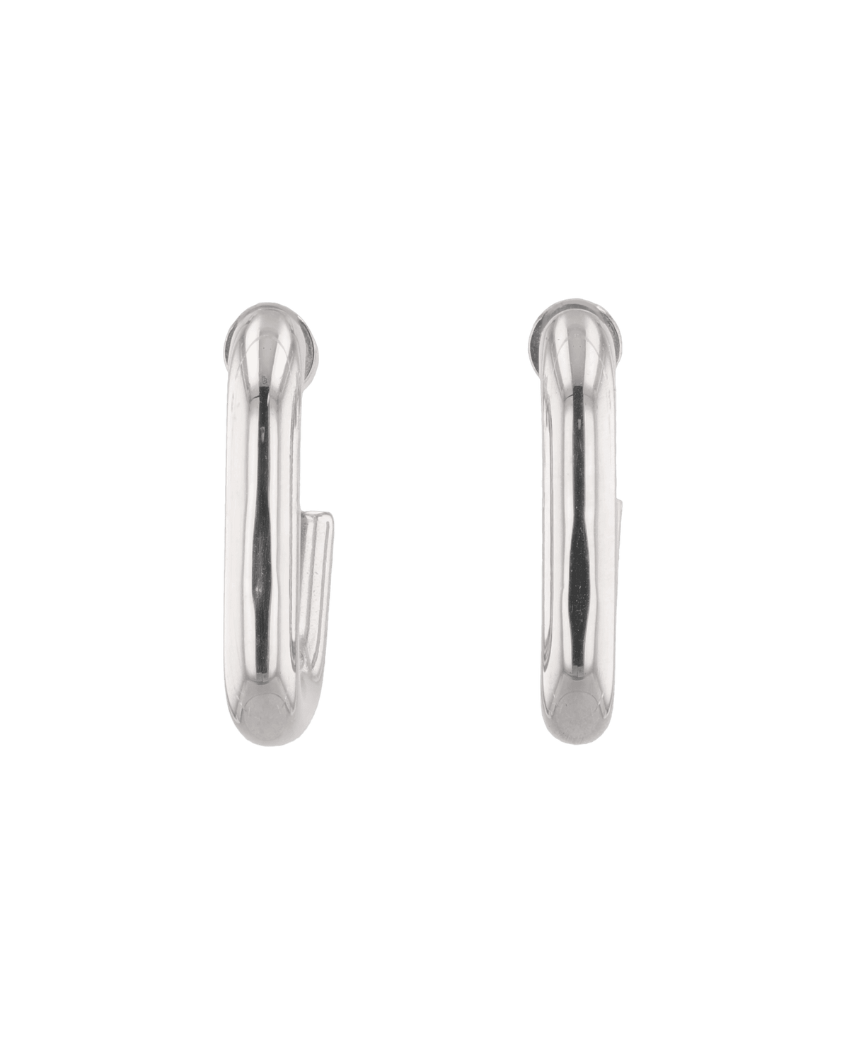 LAVANA Block Rectangle Silver Hoop Earrings
