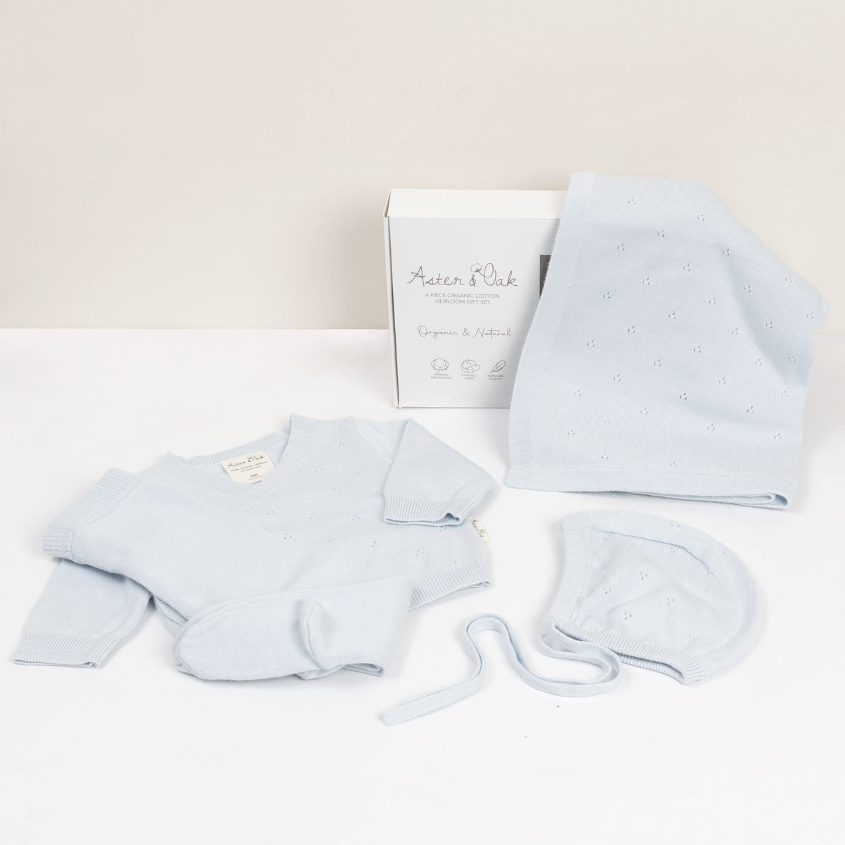 Heirloom Knit 4 Piece Gift Set - Blue