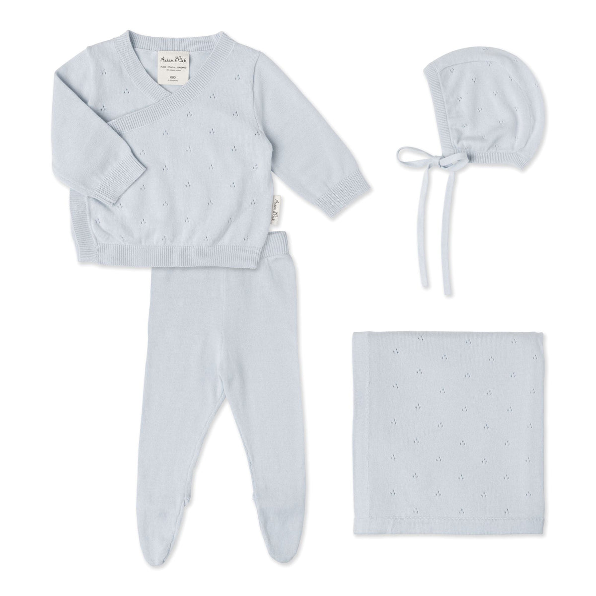 Heirloom Knit 4 Piece Gift Set - Blue