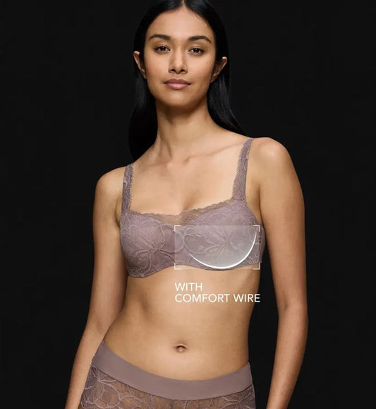 Image of Bras. Productname: Triumph Body Make Up Illusion Lace Balconette Bra in Pigeon Grey colour by brand - Triumph
