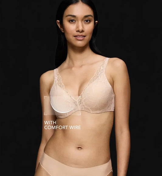 Image of Bras. Productname: Triumph Body Make Up Illusion Lace Wired Padded in Satin Cream colour by brand - Triumph