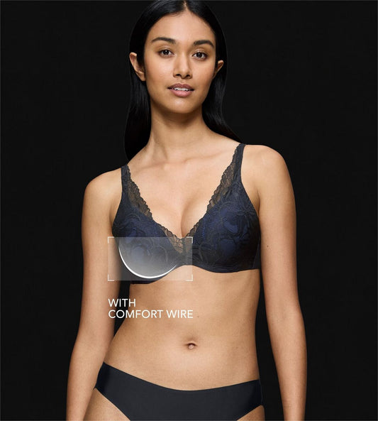 Image of Bras. Productname: Triumph Body Make Up Illusion Lace Wired Padded in Black & Navy colour by brand - Triumph