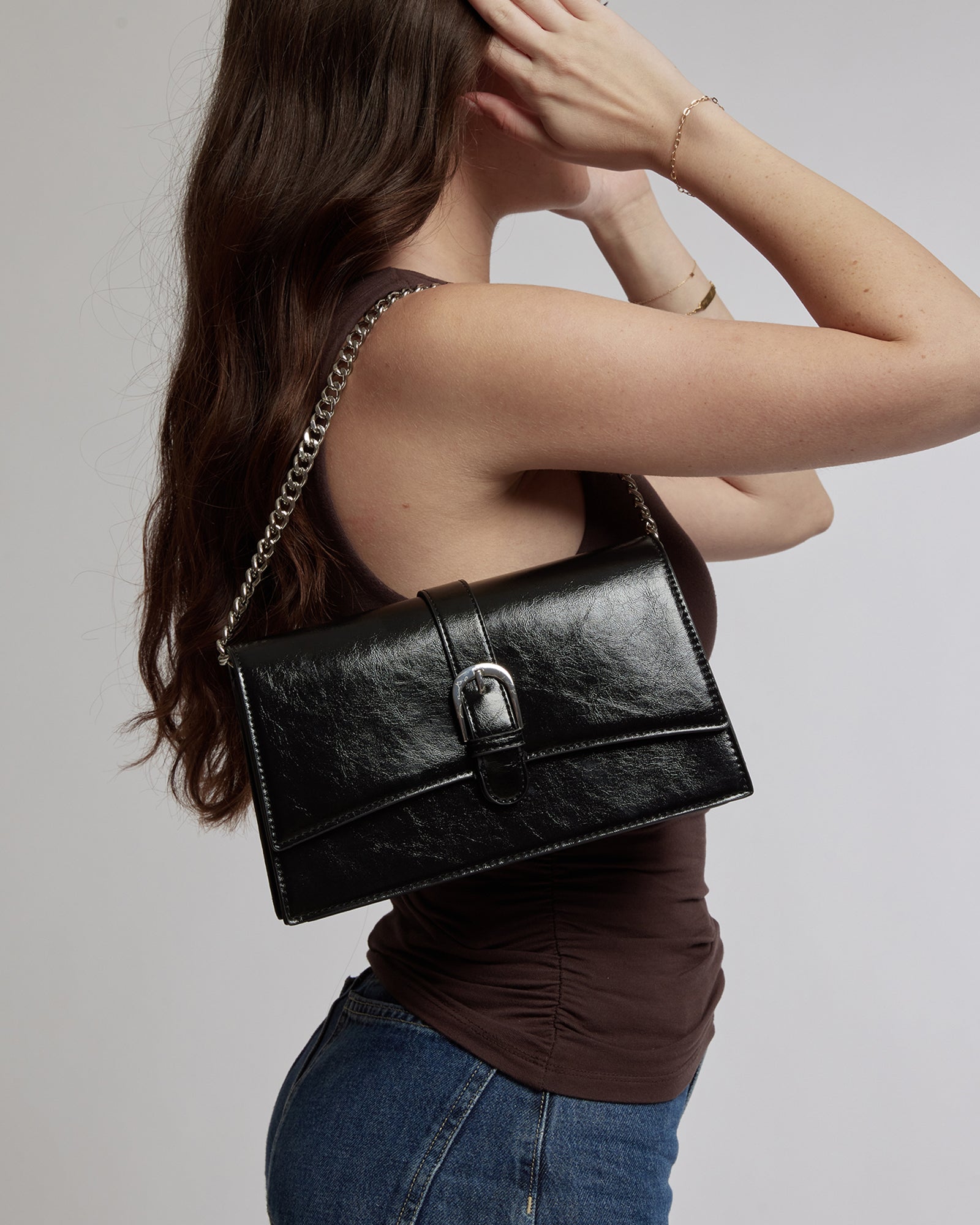 Image of Shoulder Bags. Productname: Colette Black Alana Chain Shoulder in Black colour by brand - Colette