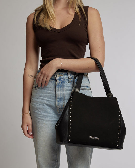 Image of Bags. Productname: Colette Black Mary Stud Slouch in Black colour by brand - Colette