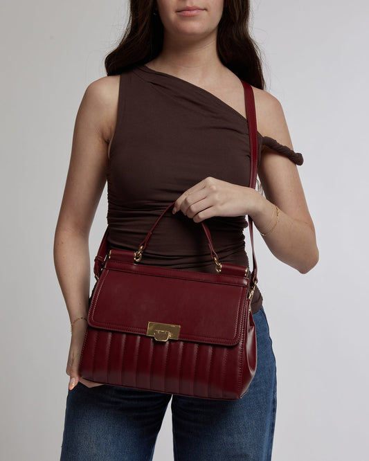Image of Bags. Productname: Colette Berry Asma Buckle Quilt Top Handle in Berry colour by brand - Colette