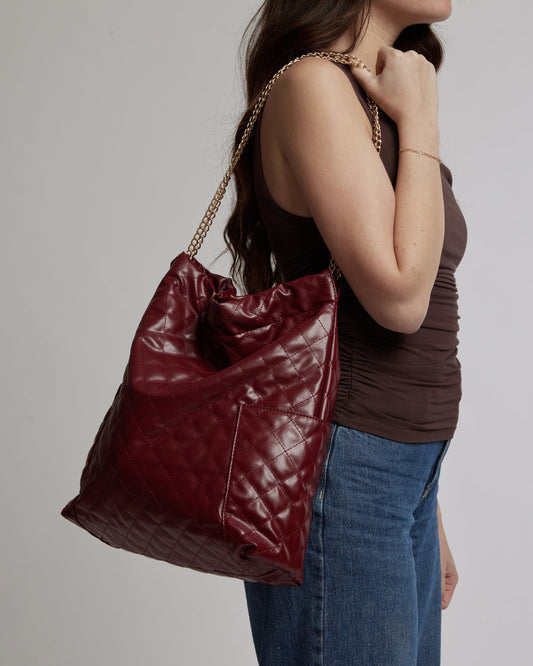 Image of Tote Bags. Productname: Colette Berry Zara Slouch Quilt Tote in Berry colour by brand - Colette