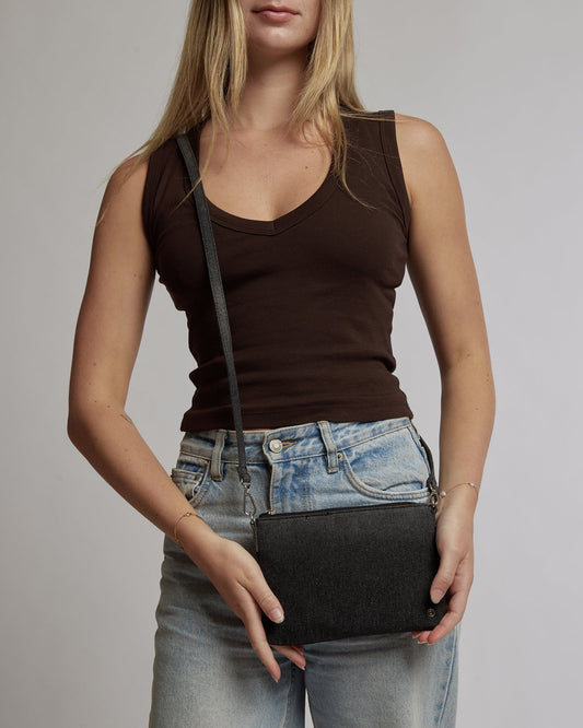 Image of Bags. Productname: Colette Grey Mary Kate Denim Crossbody in Grey colour by brand - Colette