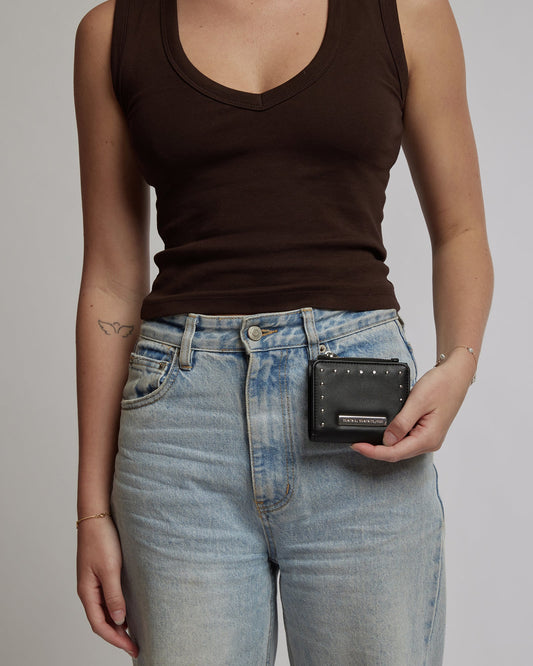 Image of Wallets. Productname: Colette Black Stud Mini Han Wallet in Black colour by brand - Colette