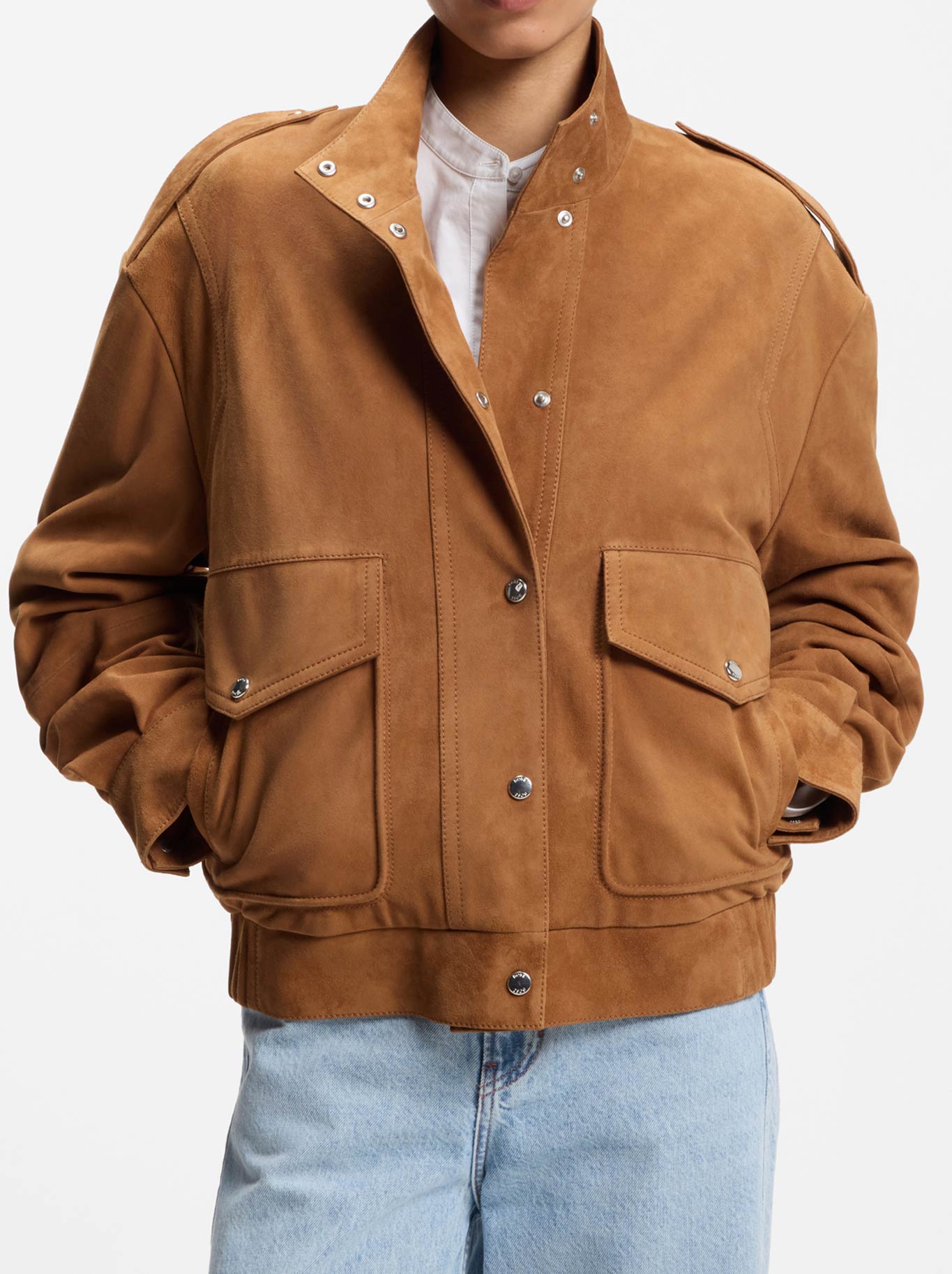 Image of Coats & Jackets. Product name - BOSS SABEA LEATHER JACKET in Rust Copper colour by brand - Hugo Boss