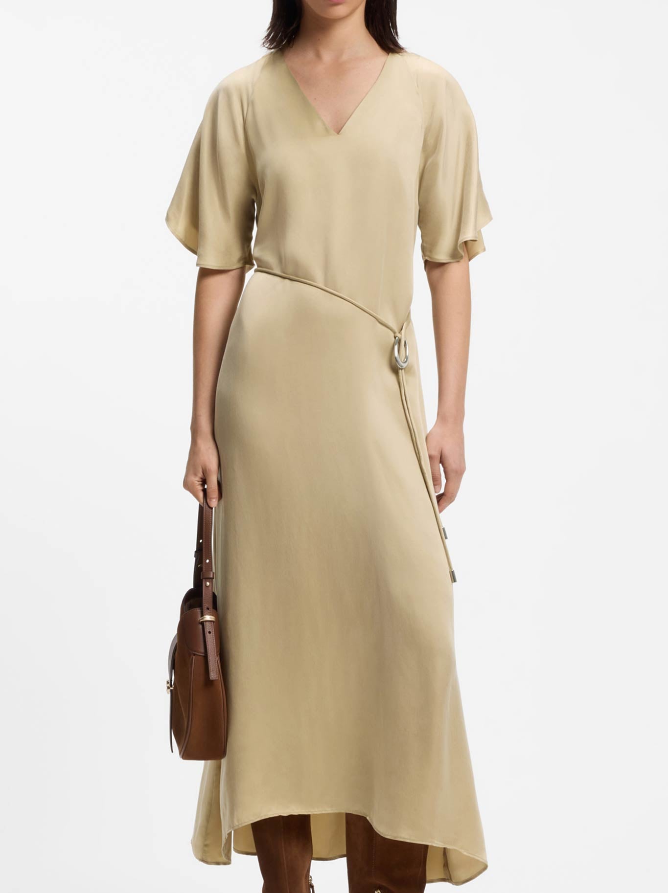 Image of Dresses. Product name - BOSS DERENA DRESS in Rust Copper colour by brand - Hugo Boss