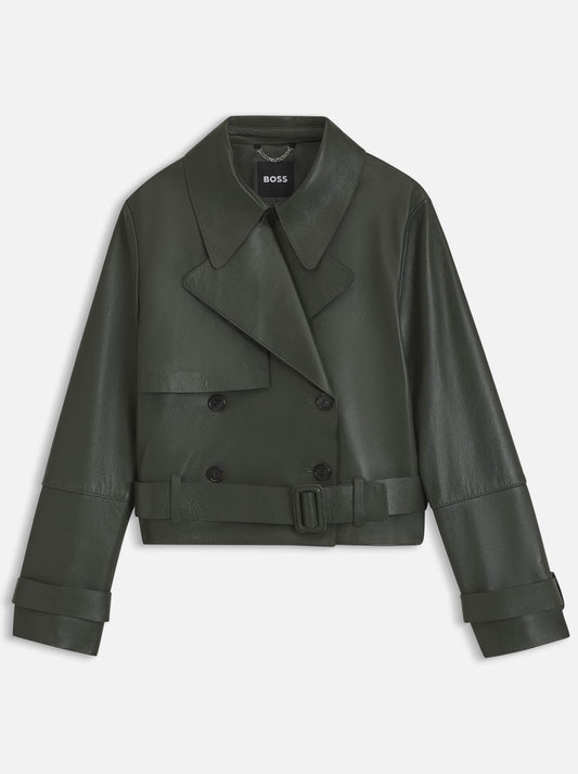 BOSS SATELA LEATHER JACKET (Dark Green)
