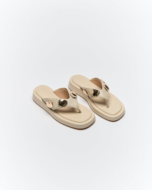 Walnut Melbourne Boston Leather Slide (Vanilla)