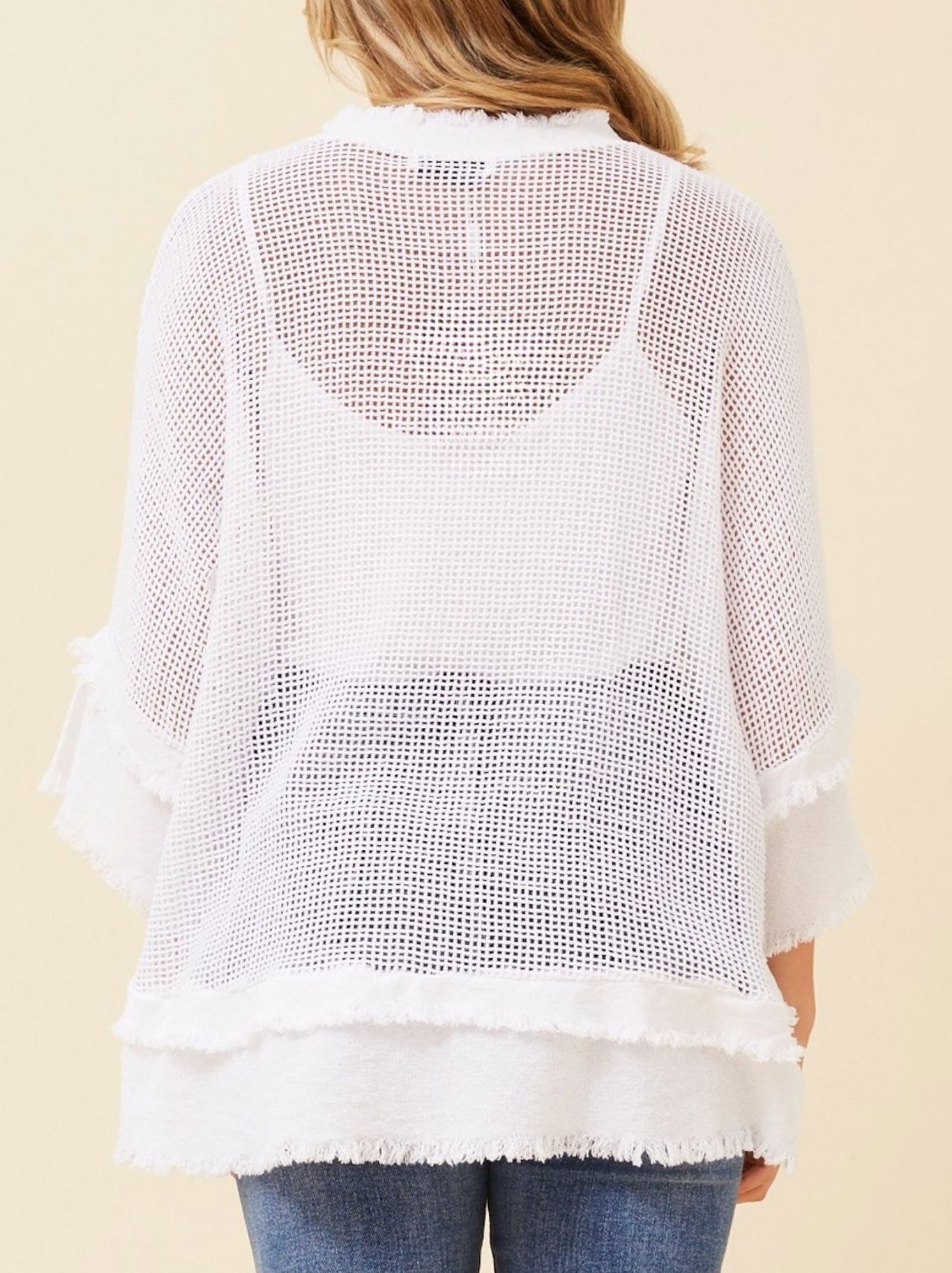 Bottega Moda 3/4 Mesh Top (White)